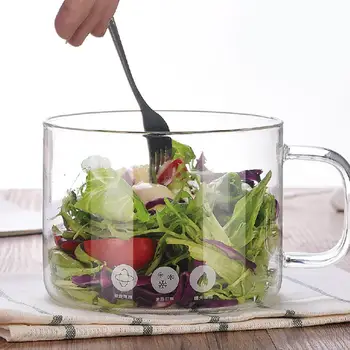 

Multifunctional Transparent Instant Noodle Bowl Glass Pasta Noodles Bowls With Lid HandleGlass Soup Bowls For Home Kitchen