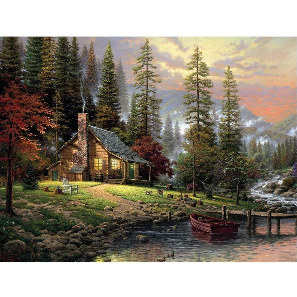 Landscape Nature Village 11CT Cross-Stitch DIY Embroidery Full Kit Craft Knitting Painting Handiwork Christmas Gift For Adults