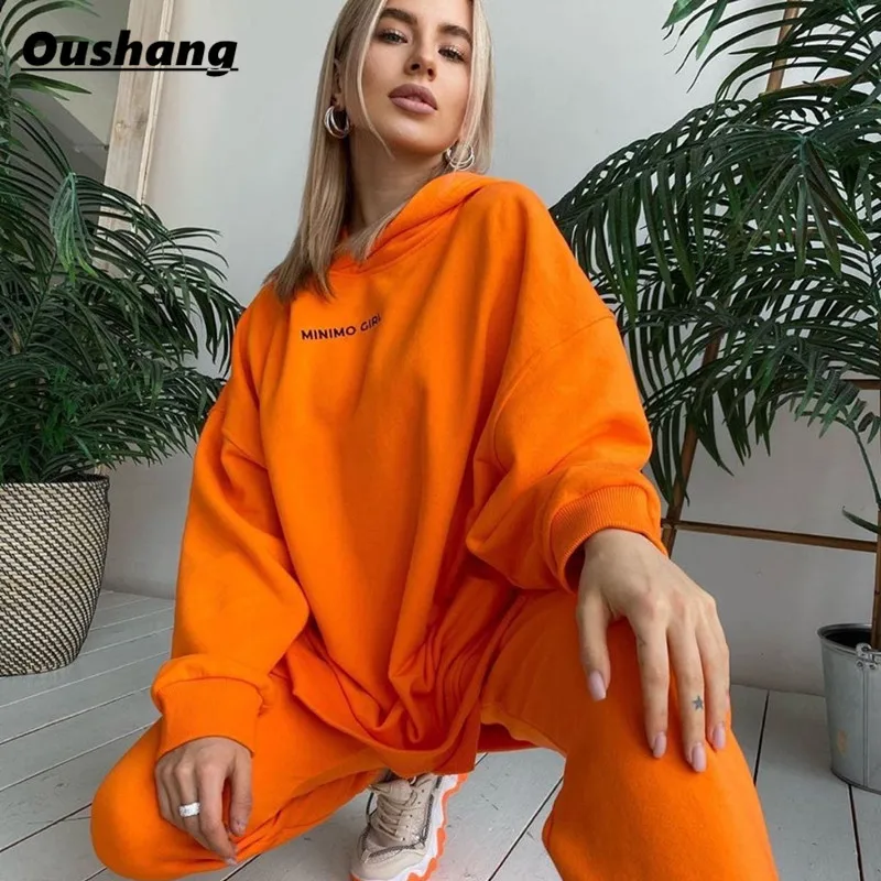 

Autumn Winter Women Two Piece Set Women's Tracksuit Oversized Hoodie+Sweatpants Casual Sport Suit Warm 2 PCs Outfits Woman Set
