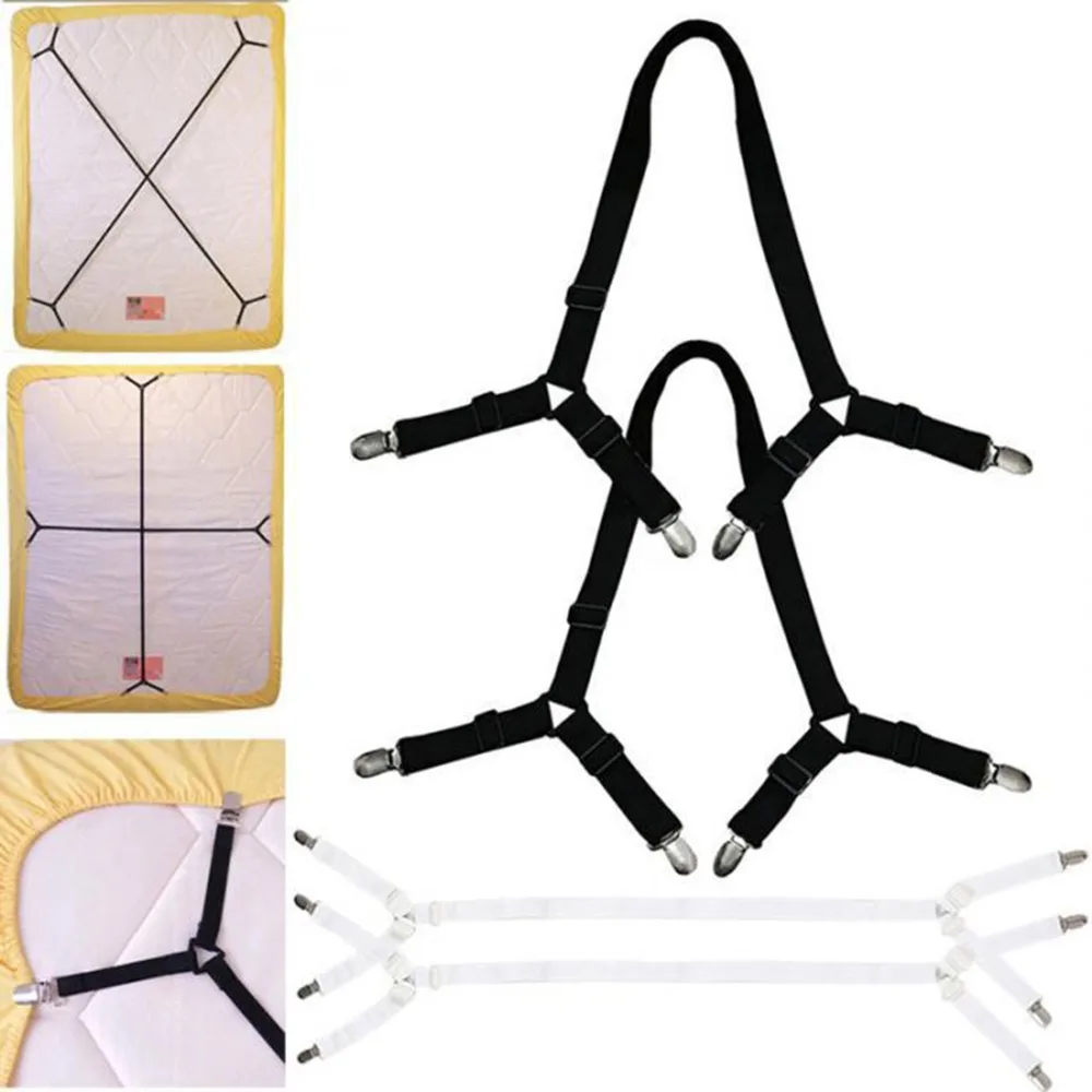 

2pcs 4 Corner Long Elastic Bed Sheet Holder Adjustable Mattress Clip Fasteners Cover Blankets Grippers Fixing Non-Slip Straps
