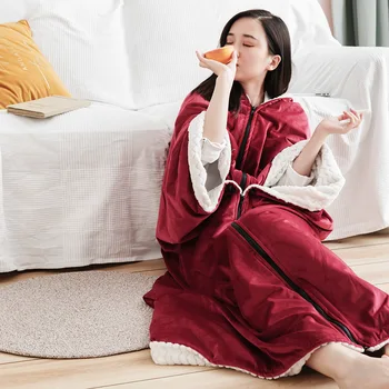 

Bedding article Lazy blanket keep warm thickening multi-function sleeping bag cloak shawl Flannel blanket Coral velvet
