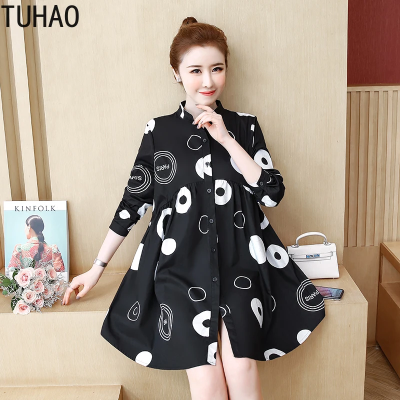 Осенне-зимняя винтажная Новинка, большие размеры 5XL 4XL 3XL, женская Свободная рубашка с принтом, блузка для офиса, женские блузки, топы LZ85