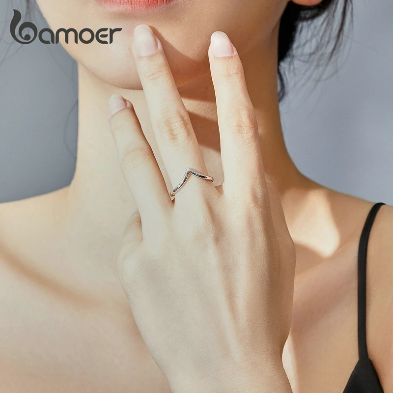 Bamoer GXR622 серебряное кольцо в форме сердца с надписью «Love Promise» на свадьбу, 925 пробы, женское серебряное ювелирное изделие, размер 678, Подарок на годовщину и Рождество