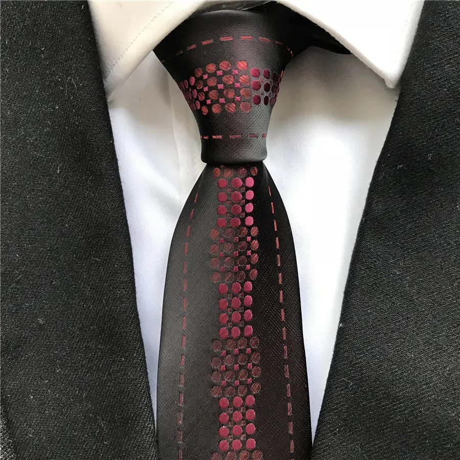 

New Designer Men's Ties Jacquard Woven Necktie Black with Geometric Dots Plaids Neck Tie for Men
