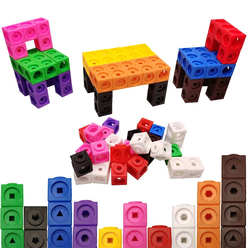 Children Math Cubes Montessori Toys Geometric Counting Link Cubes Snap Blocks Stacking Games Fine Motor Training Sensory Toys 6