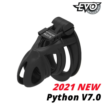 CHASTE BIRD 2021 New Python V7.0 3D EVO Cage Mamba Male Chastity Device Double-Arc Cuff Penis Ring Cobra Cock Adult Sex Toys 4