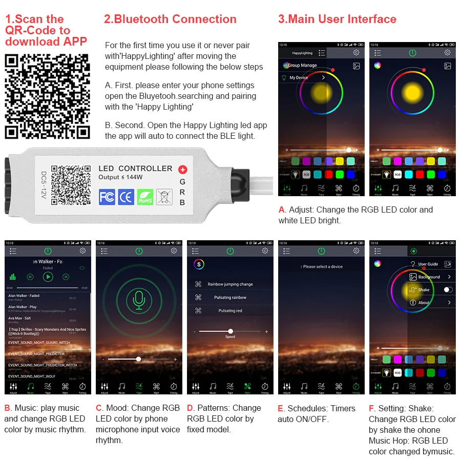5 м 10 RGB Светодиодная лента SMD5050 2835 Bluetooth s Гибкая неводонепроницаемая 12 В для дома