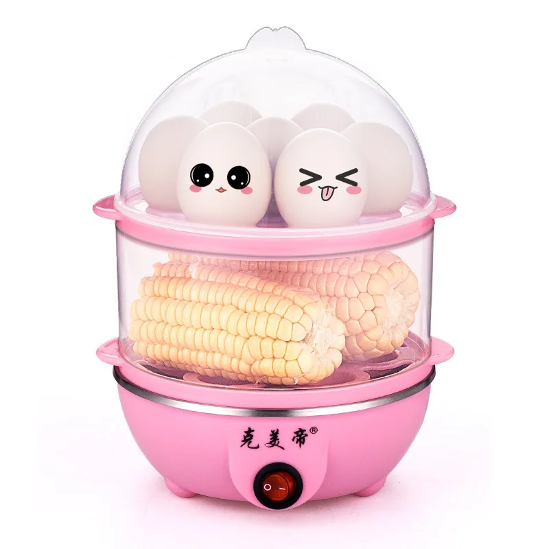 

Household Double Layer Egg Boiler Multi-functional Stainless Steel Egg Steamer Automatic Power-off with Measuring Cup Gift OEM