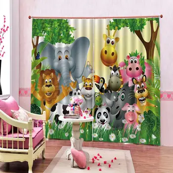 

animal curtains cartoon kids curtains Customized size Luxury Blackout 3D Window Curtains For Living Room