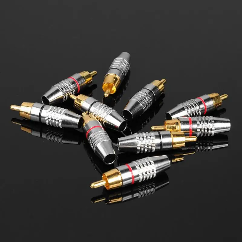 10 шт. RCA пайки разъем аудио-видео штекер DIY RCA кабель для колонок адаптер штекер