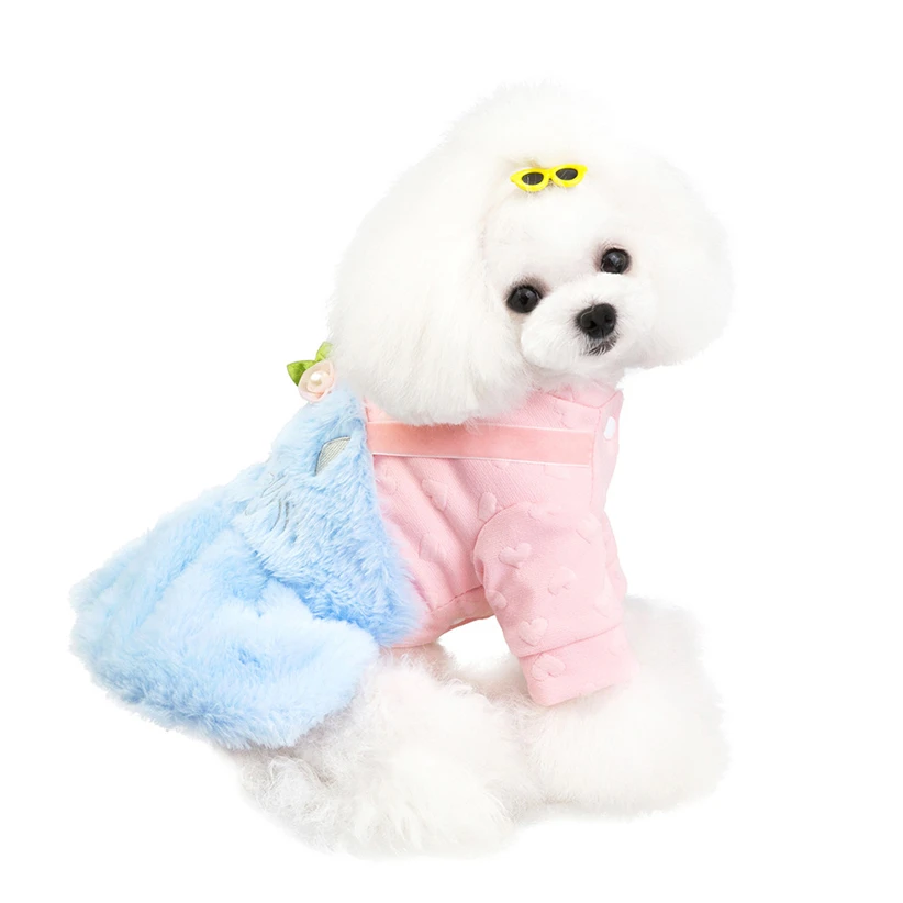 Элегантное теплое флисовое платье для собак, зимние куртки для собак, щенков, питомцев, костюм для маленькой собачки 908