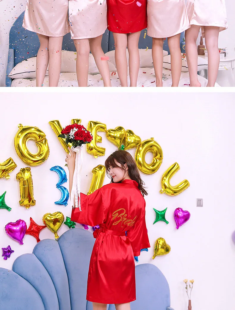 Silk Robe Party Bathrobe Women Silk Bridesmaid Robes Sexy Robes Satin Robe Ladies Dressing Gowns