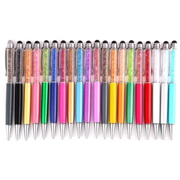 

4pcs/set Diamond Crystal Ballpoint Pens Capacitive Stylus Pen 2 in 1 Novelty Metal Zakka Touch Ballpen Stationery Gifts