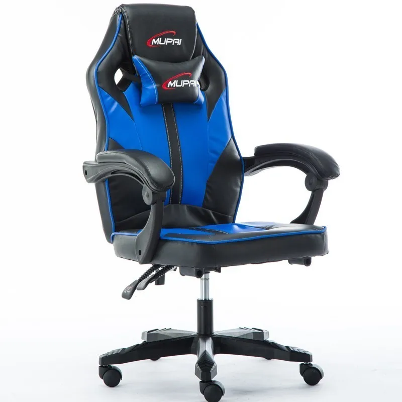 Роскошное Качество esport Гейминг деловые Silla геймер кресло из искусственной кожи 7 точечный массаж Эргономика с подставкой для ног бытовой - Цвет: Blue