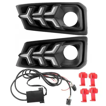 

1 Pair Car LED Daytime Running Light 2-Color Turn Signal Fog Lamp for Honda AMAZE 2018-2019 Car Accessories