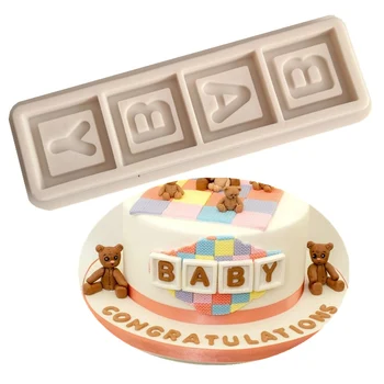 

BABY alphabet building block silicone fondant mold Candy chocolate biscuit cake decoration tool DIY baking sugar flower