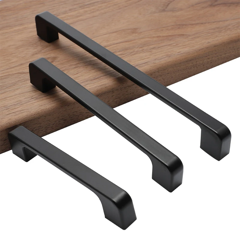 American Style Matte Black Cabinet Handles Solid Aluminum Alloy Kitchen Cupboard Pulls Drawer Knobs Furniture Handle Hardware