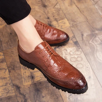 

Dress Men Shoes Leather Fashion Derby Shoes outdoor Classic Lace-up British Style Male Formal Casual Business Wedding Footwear