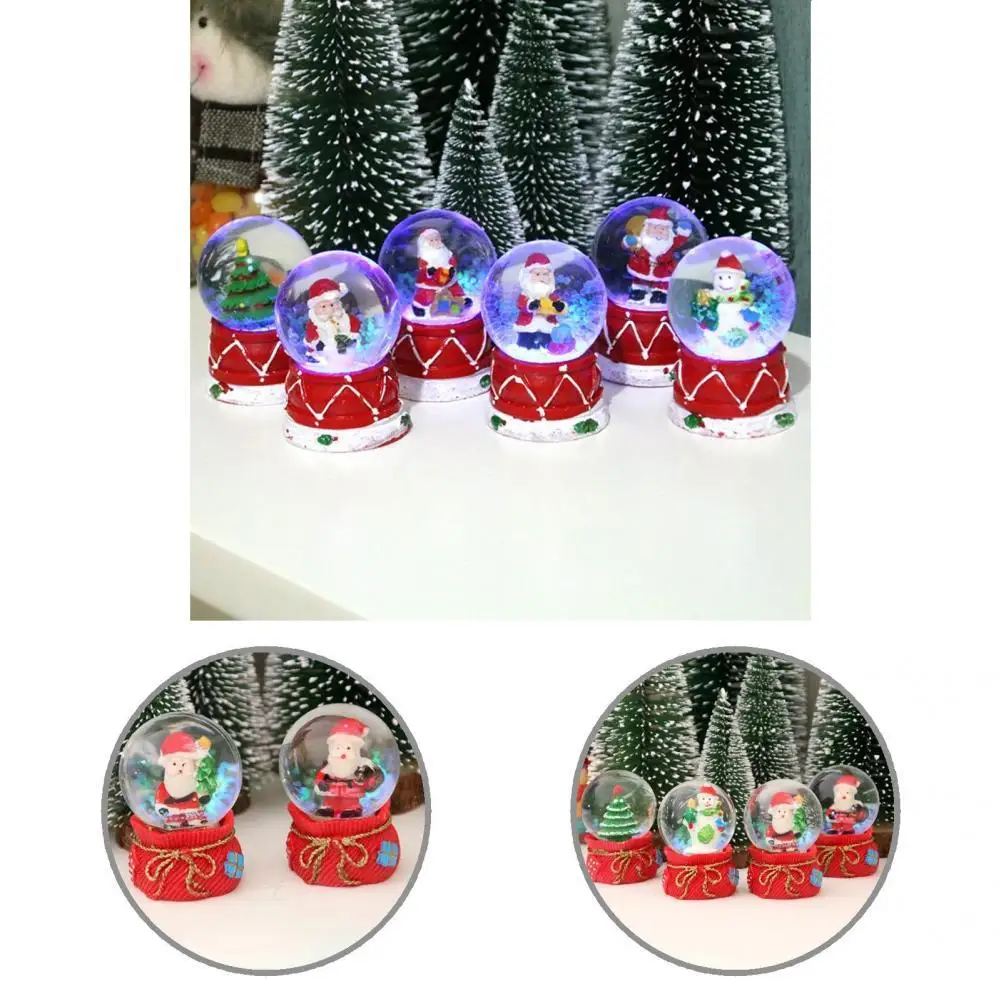 

Eco-friendly Christmas Glass Snow Globe Ornament with Colorful Lighting Fine Workmanship Christmas Snow Globe