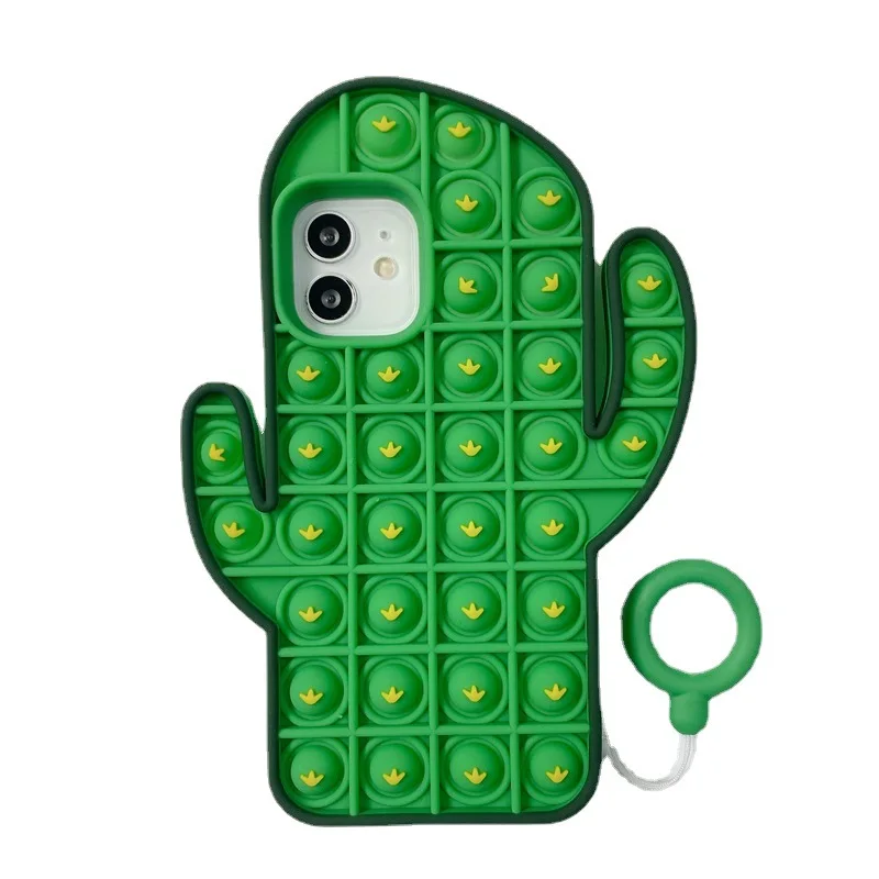 Cactus Fidget Toys Pop It Phone Case Popit For Iphone 12 11 Pro Xr Xsmax Relief Stress Anxiety Silicone Cover Phone Case Toys Aliexpress