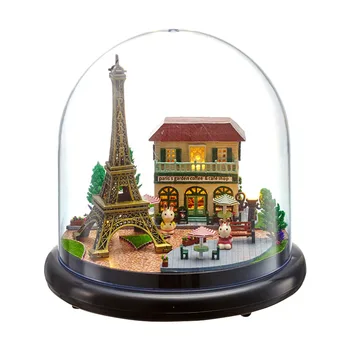 

With Furniture Gift Decoration DIY Dollhouse Kit Model Miniature Toy Mini House Cute Room Casa Transparent Cover Home Realistic