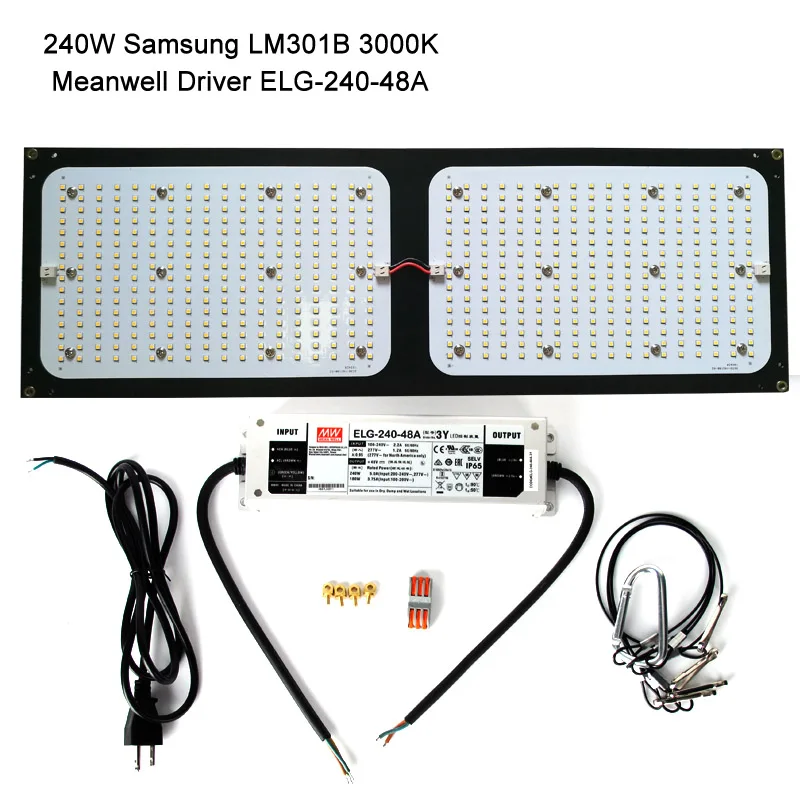 Samsung LM301B 240W Светодиодный светильник для выращивания, квантовая доска для комнатной цветочной лампы Вег, полный спектр SAMSUNG LM301B чип 3000K 120W 240W Meanwell Driver - Испускаемый цвет: Samsung LM301B 240W