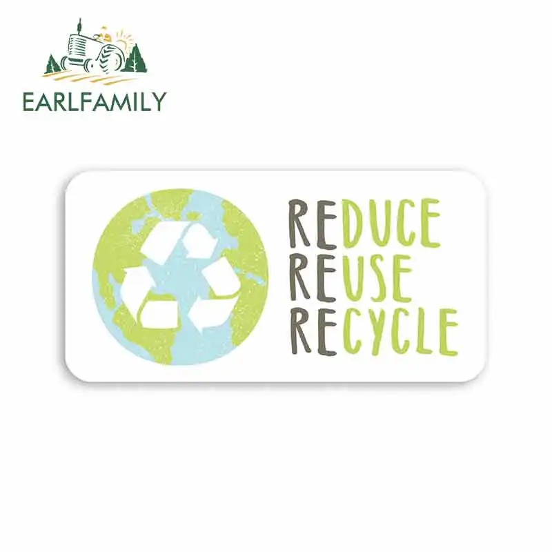 

EARLFAMILY 13cm x 6.6cm for Green Recycling Car Stickers Vinyl Helmet RV VAN 3D JDM Car Accessories Graphics Anime Sign