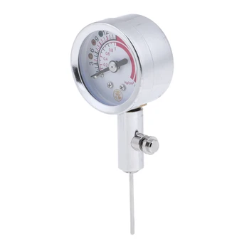 

Durable Accurate Metal Dial Type Needle Basketball Air Pressure Gauge Silver
