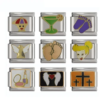 

Fyour 2019 Original Daisy Cross Angle Footprint Italian Charm Links Fit 9mm Bracelet Stainless Steel Jewelry DIY Making DJ093