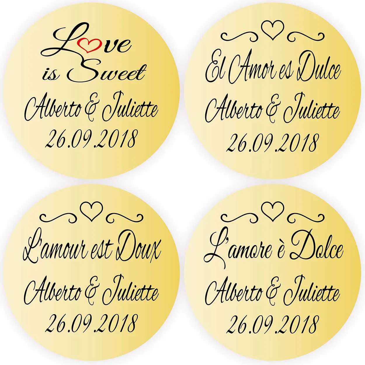 DouxArt 100 штук 4 см Love is Sweet персонализированные брачные наклейки уплотнения сердце