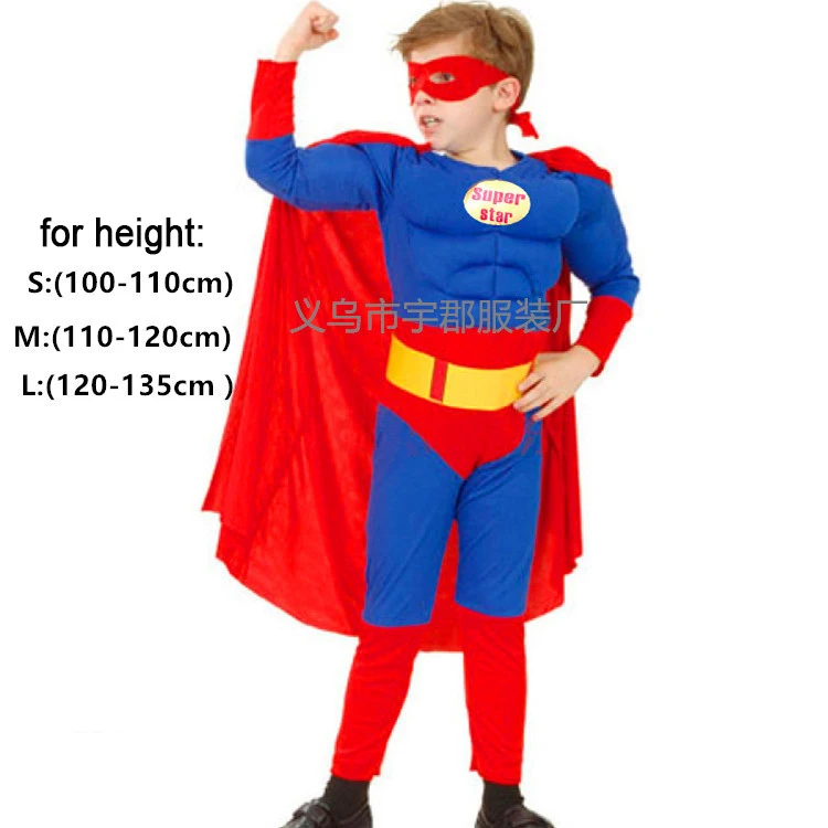 Superman Мстители, супергерой, вечерние, косплей, мускулы, Тор, человек, Капитан Америка, костюм для мальчиков, Бэтмен, косплей, Хэллоуин, форма Супермена - Цвет: Superman