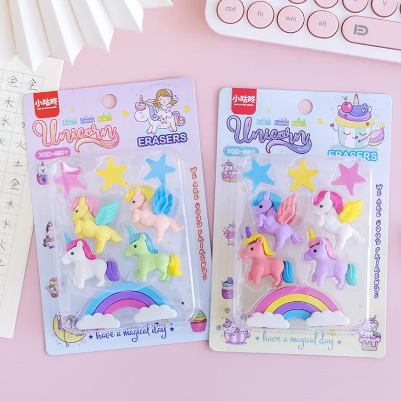 

Cartoon Eraser Color Unicorn Rainbow Pentagram Eraser Rubber Creative Accessories Korean Stationery Office School Supplies
