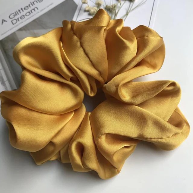 Oversized Hair Scrunchies For Women Solid Satin Silk Scrunchie Hair Rubber Bands Elastic Hair Ties Accessories Ponytail Holder Ginger