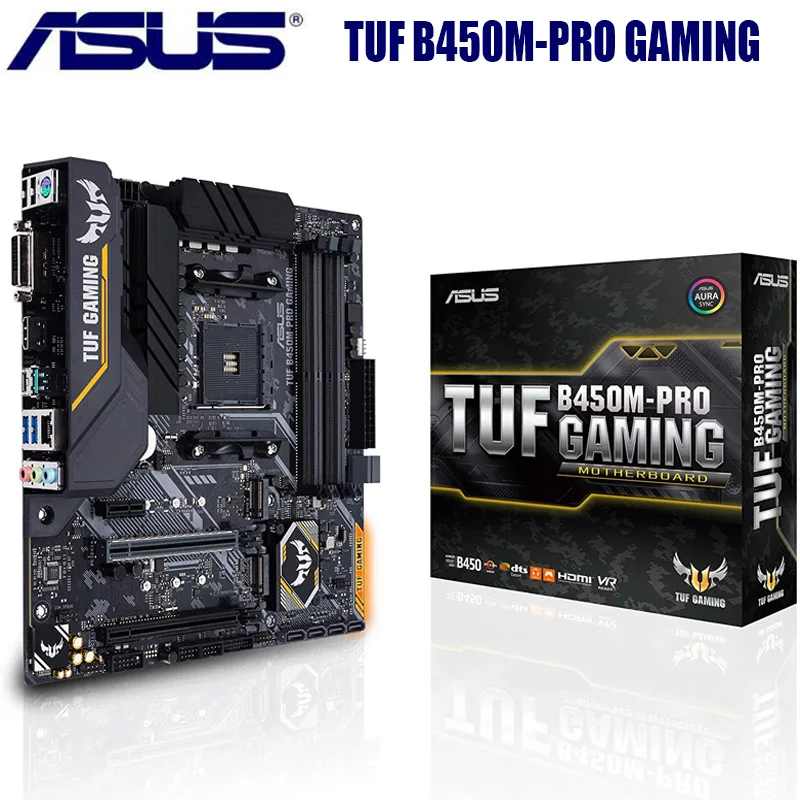 Игровая материнская плата AM4 ASUS TUF B450M PRO DDR4 64 Гб M.2 NVME slot Micro ATX AMD B450 DVI HDMI SATA3 NEW USB3.1