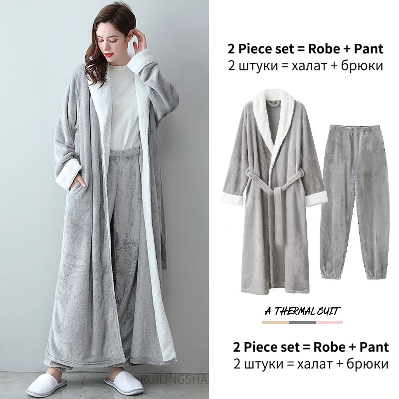 Men Plus Size Extra Long Warm Flannel Fur Bathrobe Mens Winter Sleepwear Male Hooded Zipper Bath Robe Women Coral Dressing Gown men's loungewear sets Men's Sleep & Lounge