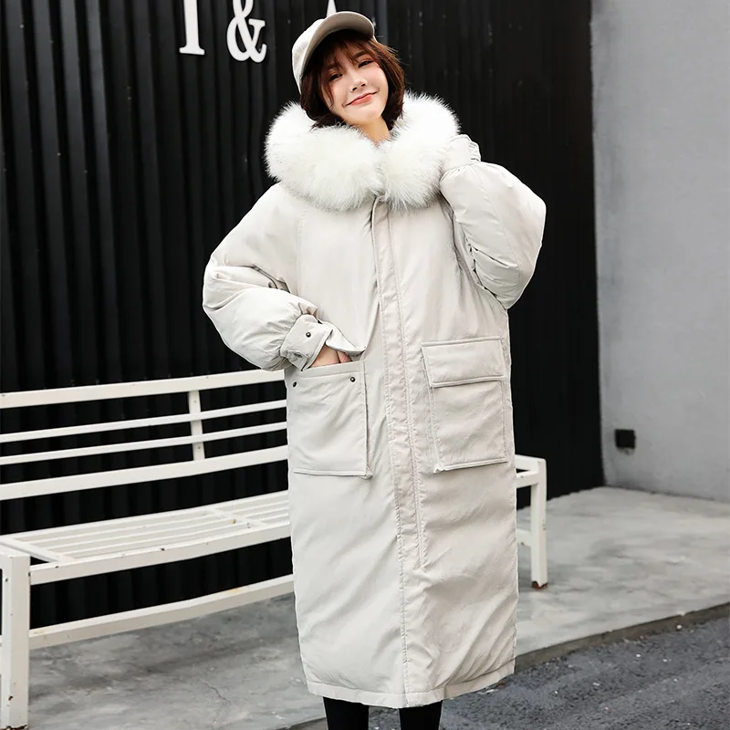 

According to Nalini Peach Skin 19 Winter New Style down Jacket Women's Korean-style Loose-Fit Students Long Online Celebrity Liv