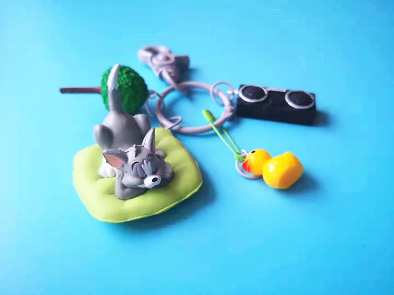 Мультяшные полимерные брелок Том и Джерри 3D Аниме Милая луна лодка мышь брелок с котом брелок Детская игрушка кулон брелок для ключей