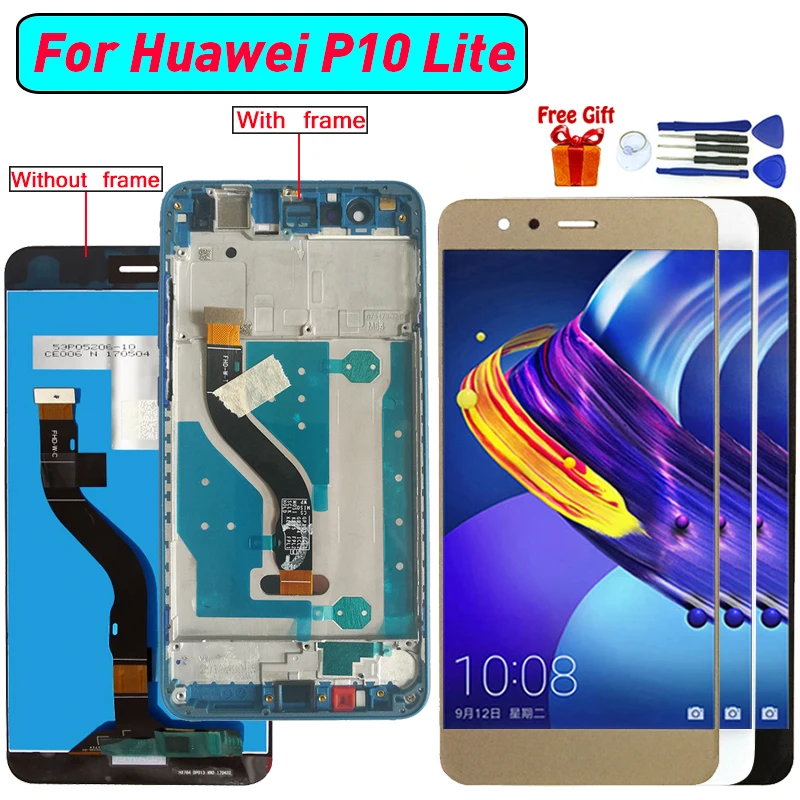 ЖК дисплей для Huawei P10 Lite сенсорный экран дигитайзер сменный pantalla WAS LX2J /LX2/LX1A|Экраны
