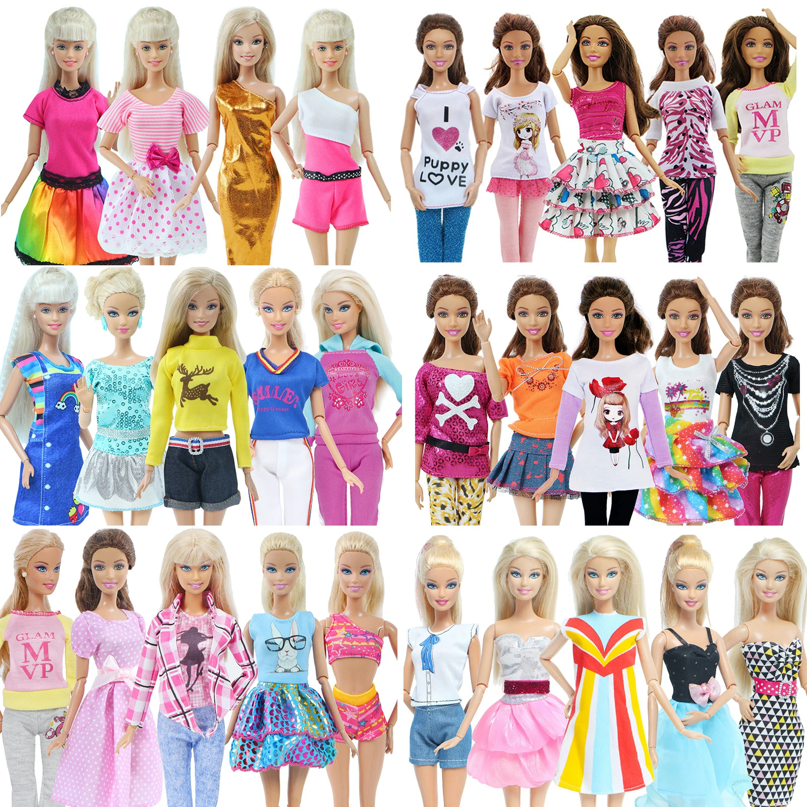 10 Lots = 5 JEUX par jour court gilet pantalon vêtements de tenues pour Barbie Ken poupées 