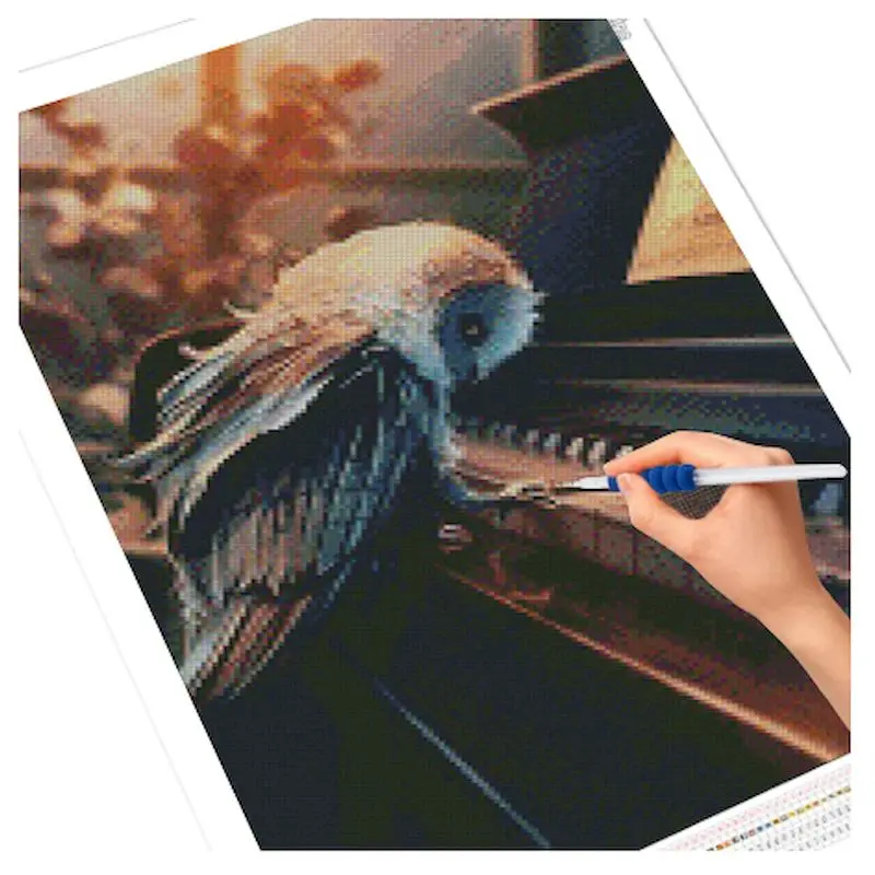 Birds 5D Diamond painting, cross stitch kit, full embroidery, square, piano, music, crafts, landscape, home decoration