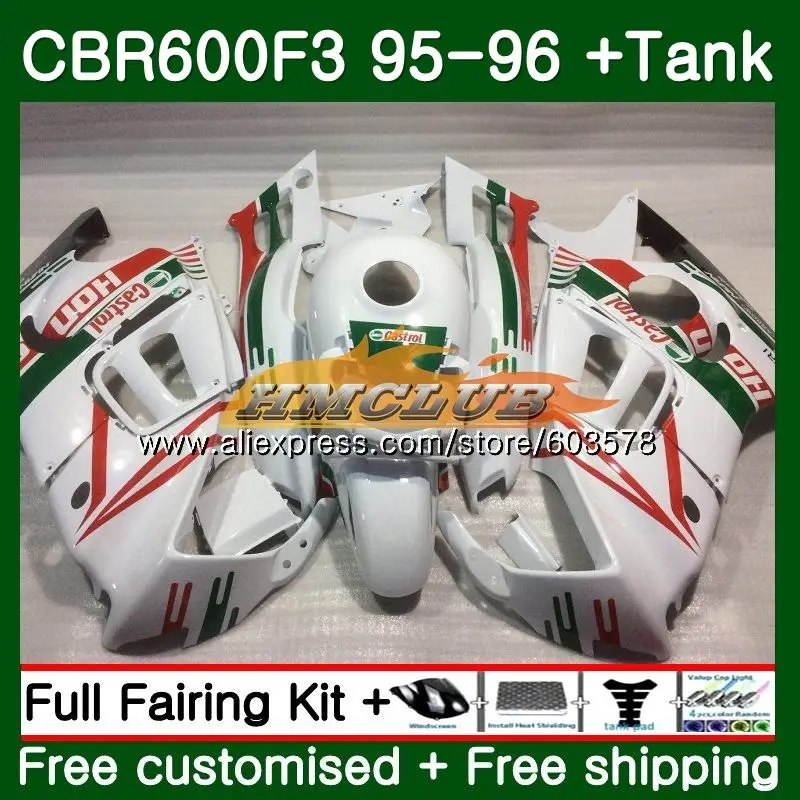 Корпус для HONDA CBR600RR CBR 600F3 FS CBR 600 F3 1995 1996 67CL. 45 600CC CBR600FS CBR600F3 CBR600 F3 95 96 Обтекатели белый глянцевый
