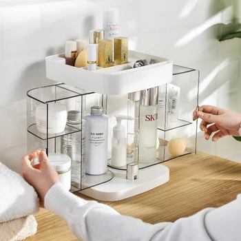 

Large Capacity Cosmetic Storage Box Desktop Clear Rangement Makeup Holder