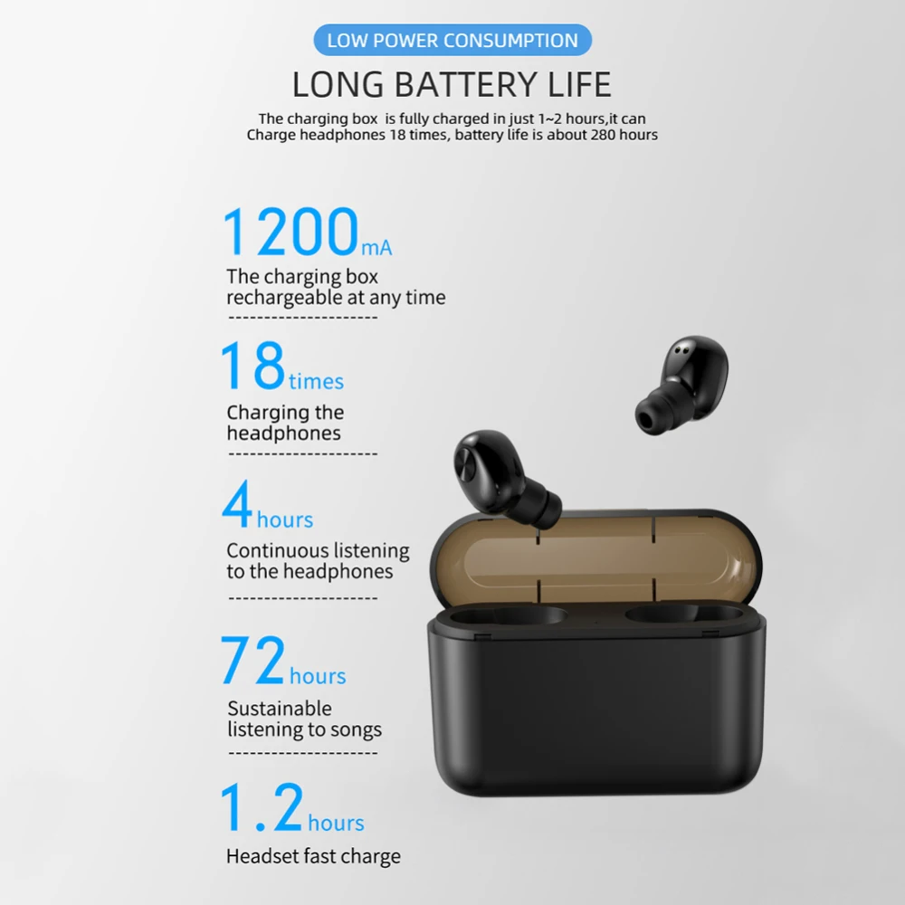 TWS Bluetooth 5 0 Earphone Stereo Wireless Earbus Mini Sport Earphones Handsfree Gaming Headset with Mic Charging Box for Phone