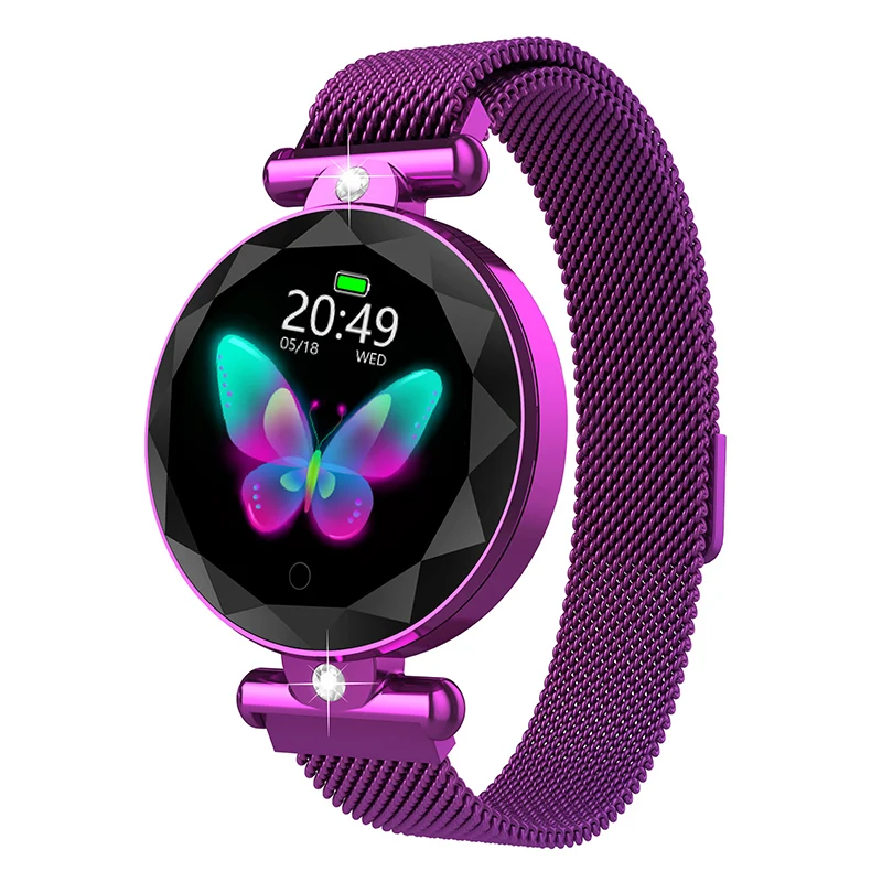 Bluetooth Смарт часы водонепроницаемый Сенсорный экран Спорт Здоровье часы для Android/IOS телефонов LHB99 - Цвет: Purple