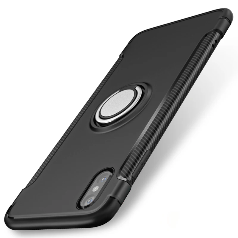 For iPhone X 11 Универсальный магнитный автомобильный держатель чехол для iPhone X 7/8 Plus чехол 360 Вращающийся палец кольцо чехол для телефона - Цвет: For iPhone X