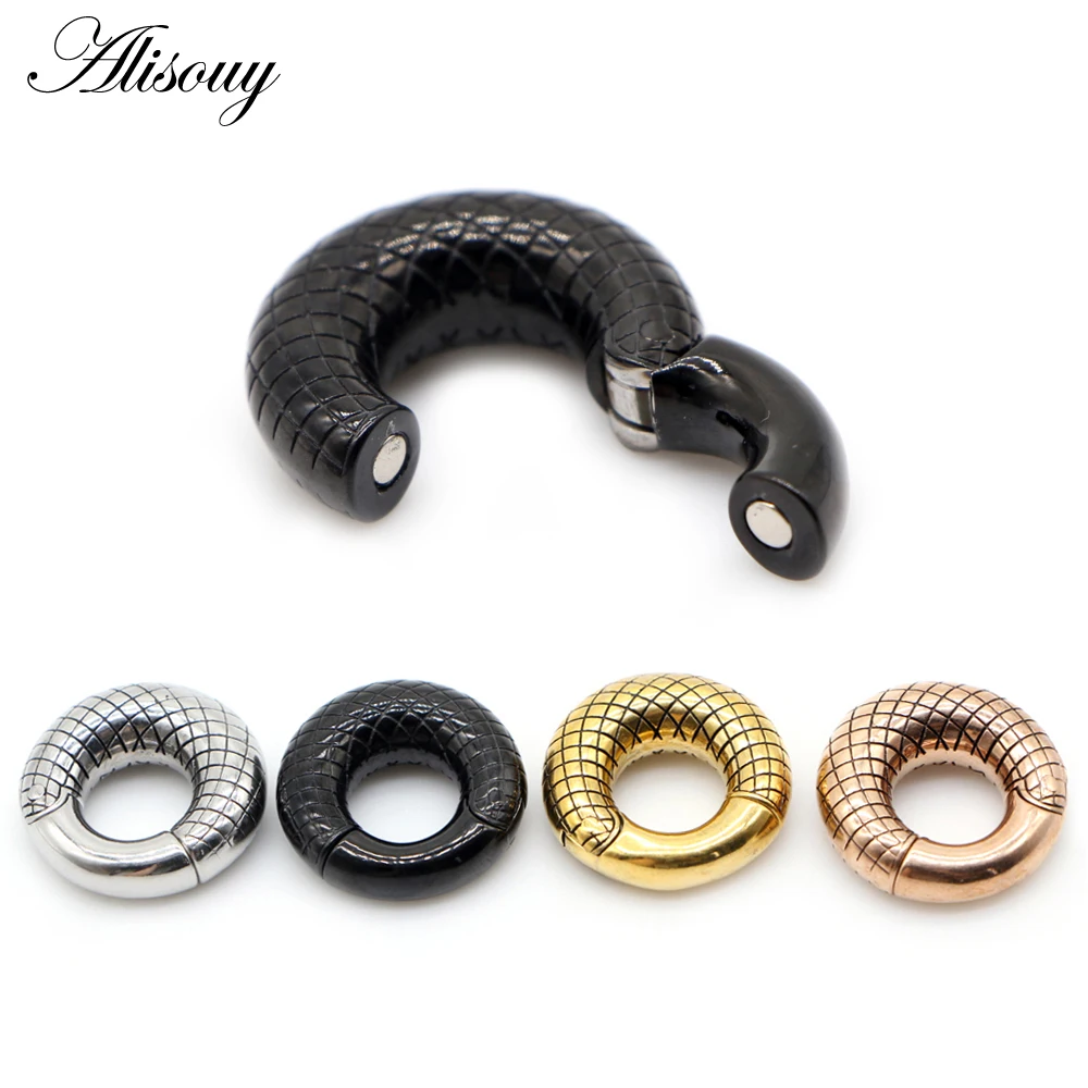 Alisouy 1PC Stainless Steel Round Circle Hinge Heavy Ear Weight Plugs Tunnel Gauges Expander Stretcher Piercing Body Jewelry | Украшения и