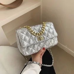 Glossy Clear Purse Bag New Gold Hardware Handbags for Women Fashion Candy Color Women Hand Bags Bing Glitter Bag Crossbody Bag