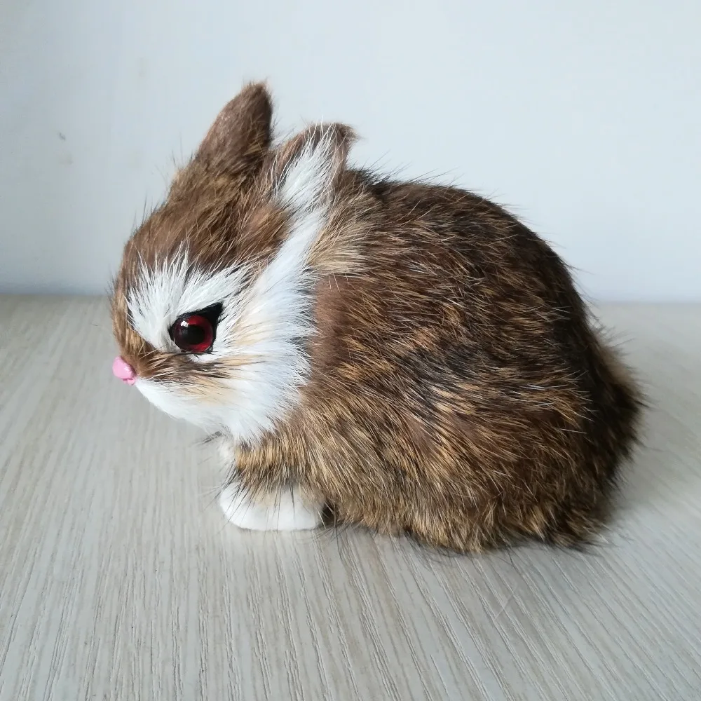 Реалистичная игрушка кролик жесткая модель рукоделие, пластик и меха маленькие 13x10 см кролики один лот/4 штуки украшение дома игрушка подарок w0040