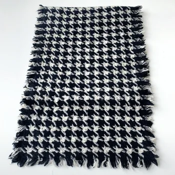 

Houndstooth Scarf Classic Design 100% Cashmere Neck Head Scarves Pashmina Long Shawl Wrap Tassel 180*38CM
