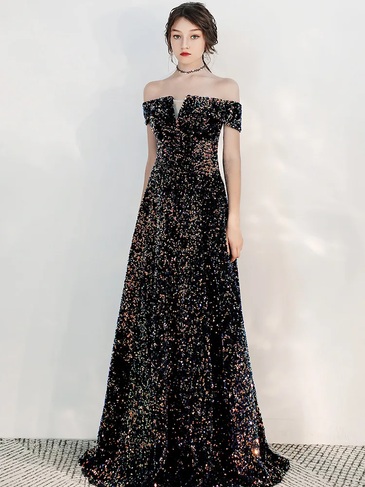Sequins Chinese Sexy Dream Oriental Party Female Cheongsam Stage Show Qipao Dress Elegant Celebrity Banquet Dresses De Festa
